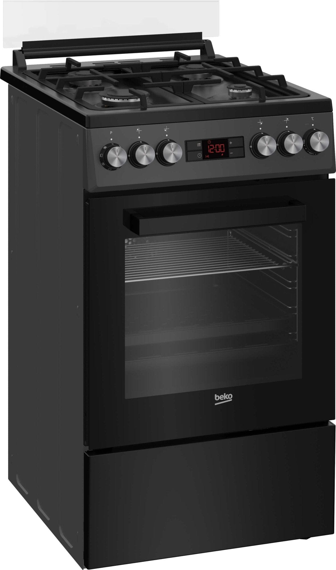 Beko Aragaz Aragaz Beko FSM52330NAO | 4 Arzatoare, Aprindere Electrica, Cuptor Electric, Grill, Display, Antracit, 50x60x85cm