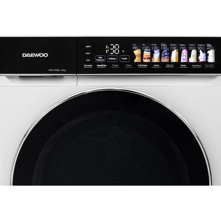 Daewoo Uscator de rufe Uscator rufe Daewoo DDR-HS9E | 9kg, Pompa caldura, Clasa E, Alb