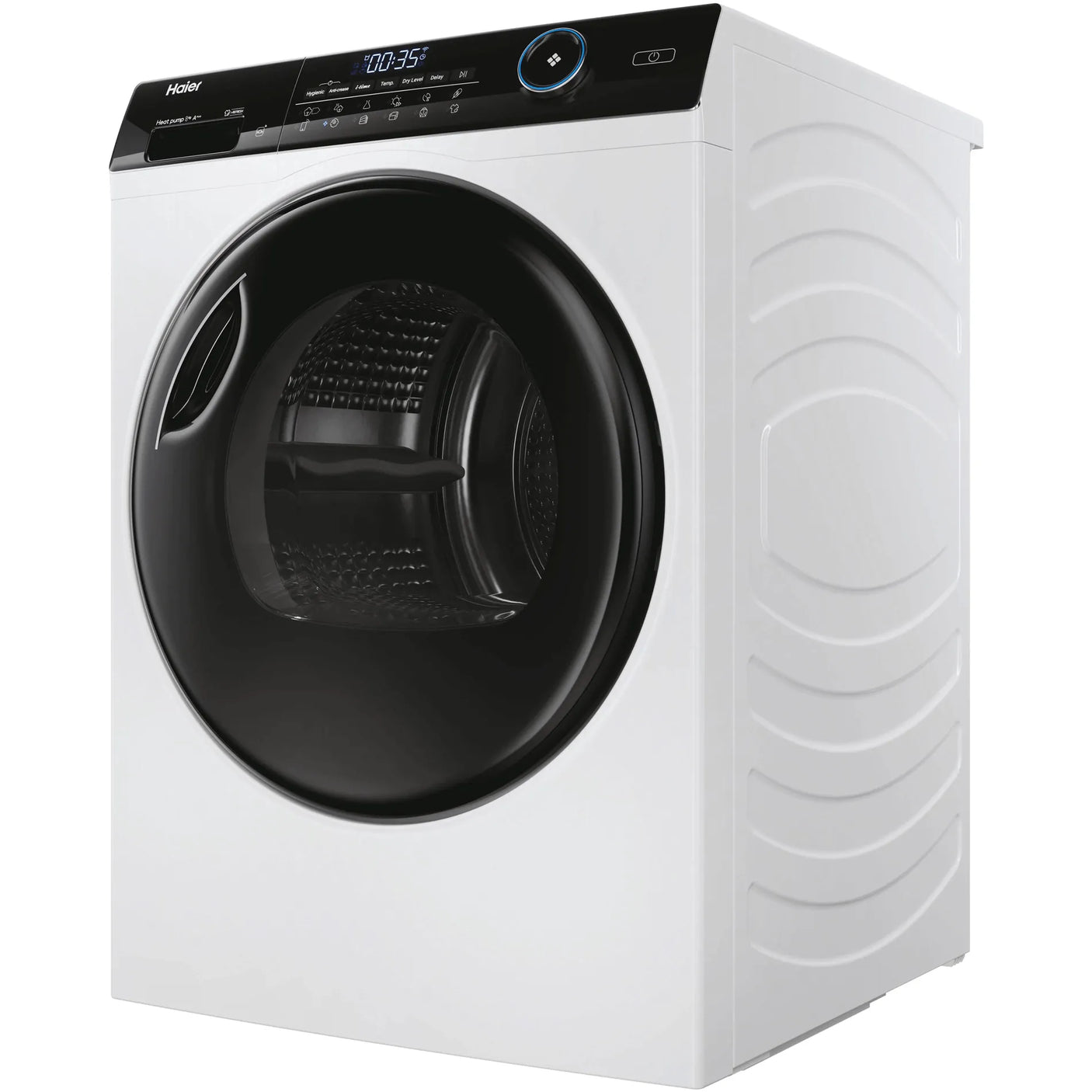 HAIER Uscator de rufe Haier, Pompa de caldura cu compresor inverter, 8kg,clasa A+++, WIFI-app hOn, 11 programe +app, alba - usa neagra