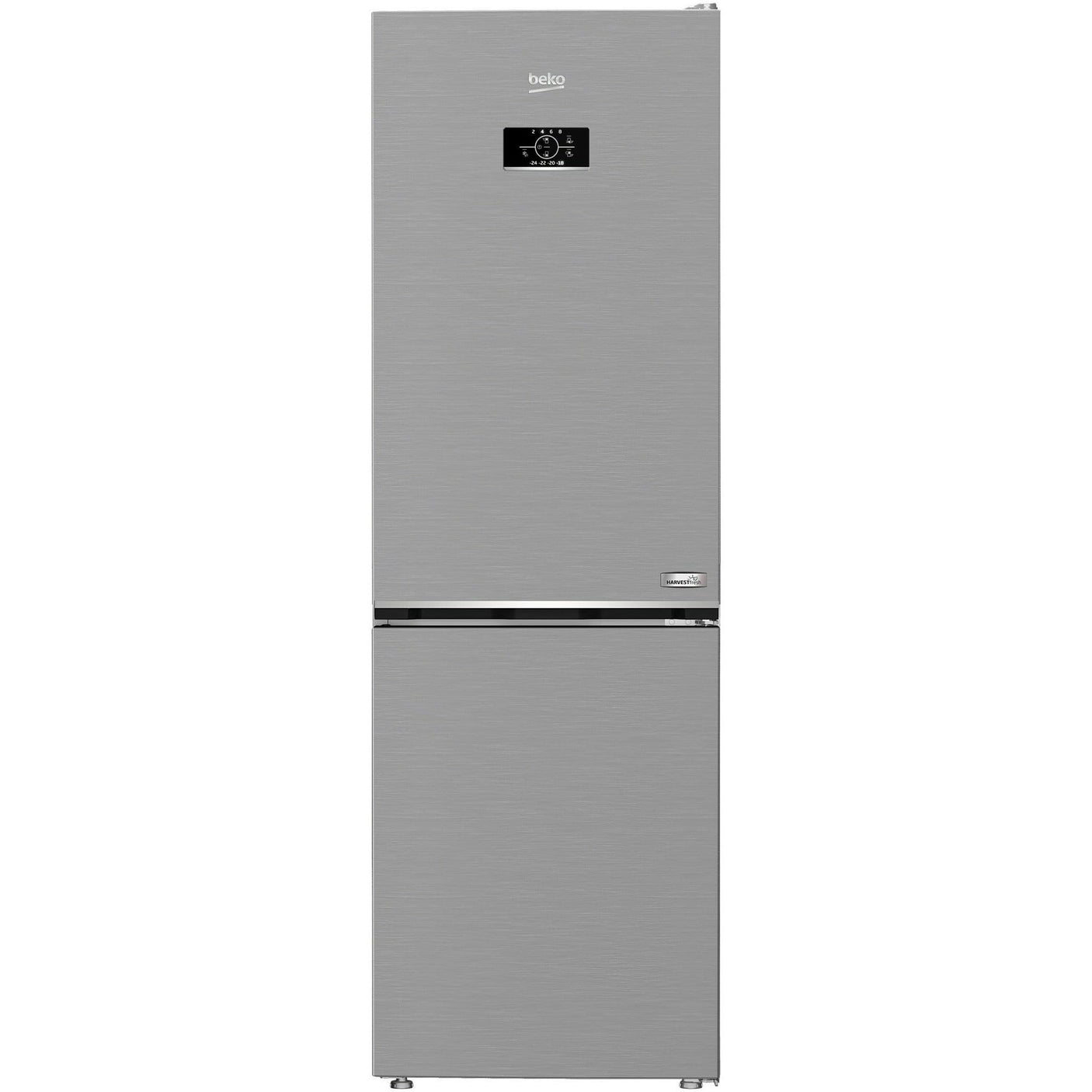 BEKO Combina frigorifica Beko, 316l, Clasa C, No Frost, Compresorul ProSmart Inverter, Display, AeroFlow, HarvestFresh, Metal look