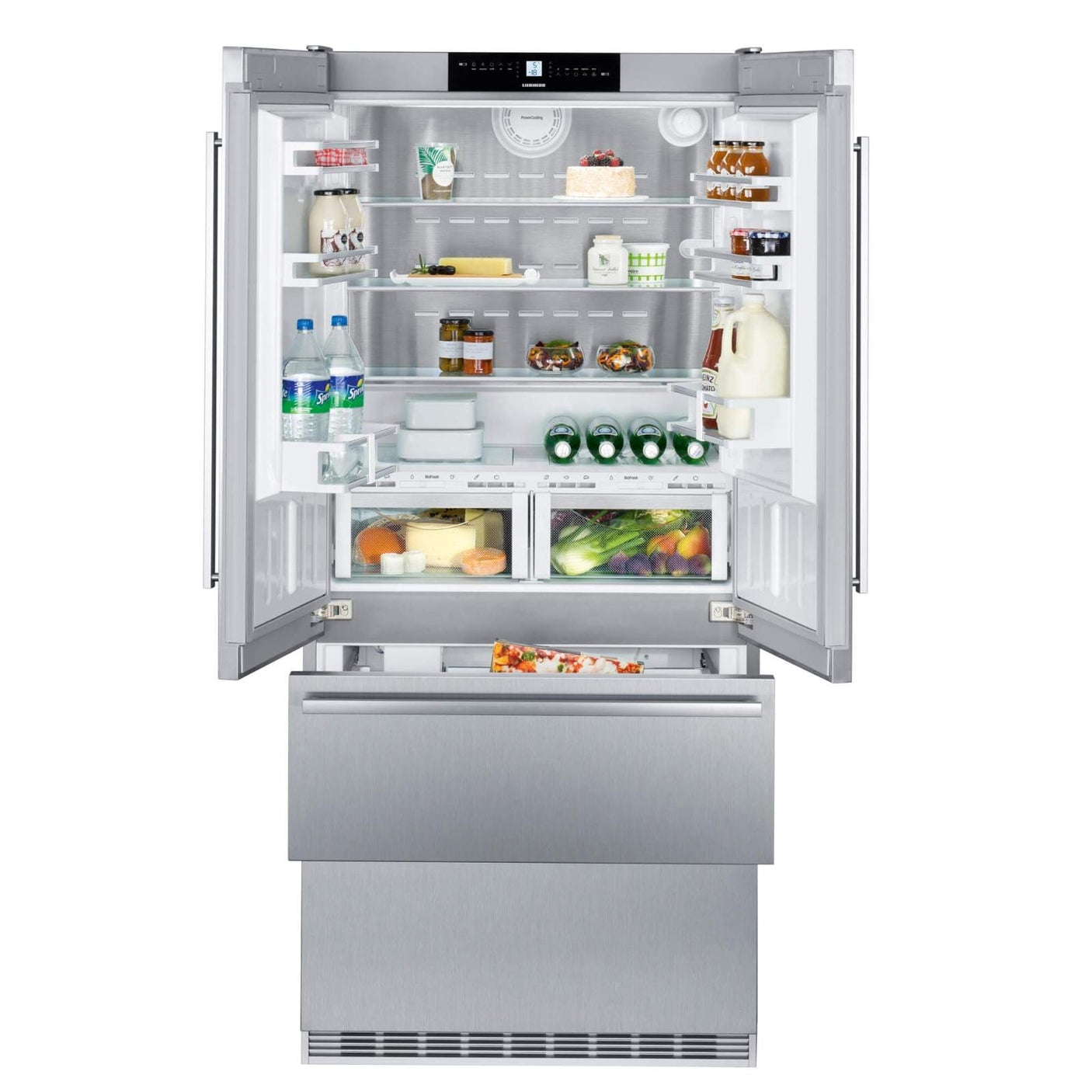 Liebherr Combina frigorifica, Gama: PremiumPlus, Clasa energetica: A++, Clasa climatica: SN-T, Culoare: inox, DuoCooling, Capacitate neta totala: 480, Capacitate neta racitor: 364, din care capacitate neta BioFresh: 69, Capacitate neta congelator: 116, Tip congela