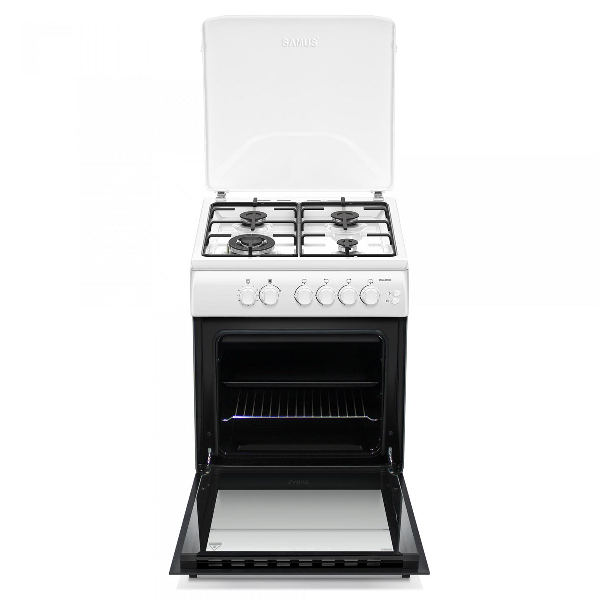 Aragaz SamusSM664APGS | 60cm, Alb, Timer, 60x63.5x86cm