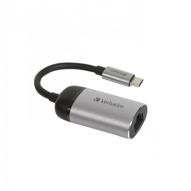 Adaptor USB-C la Ethernet Verbatim 49146 | Gigabit, 10cm, Negru