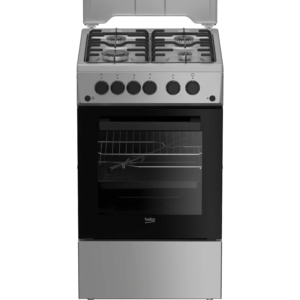 Beko Aragaz Aragaz Beko FSGT52110DXON | 4 Arzatoare, Grill Gaz, Rotisor, Timer, 50x60x85cm