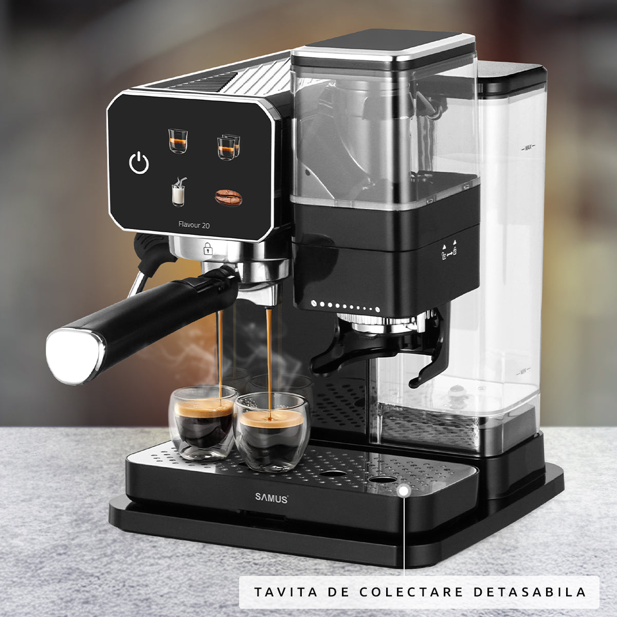 Espressor Manual Samus Flavour 20 | 1350W, 0.9L, 20 bari, Negru