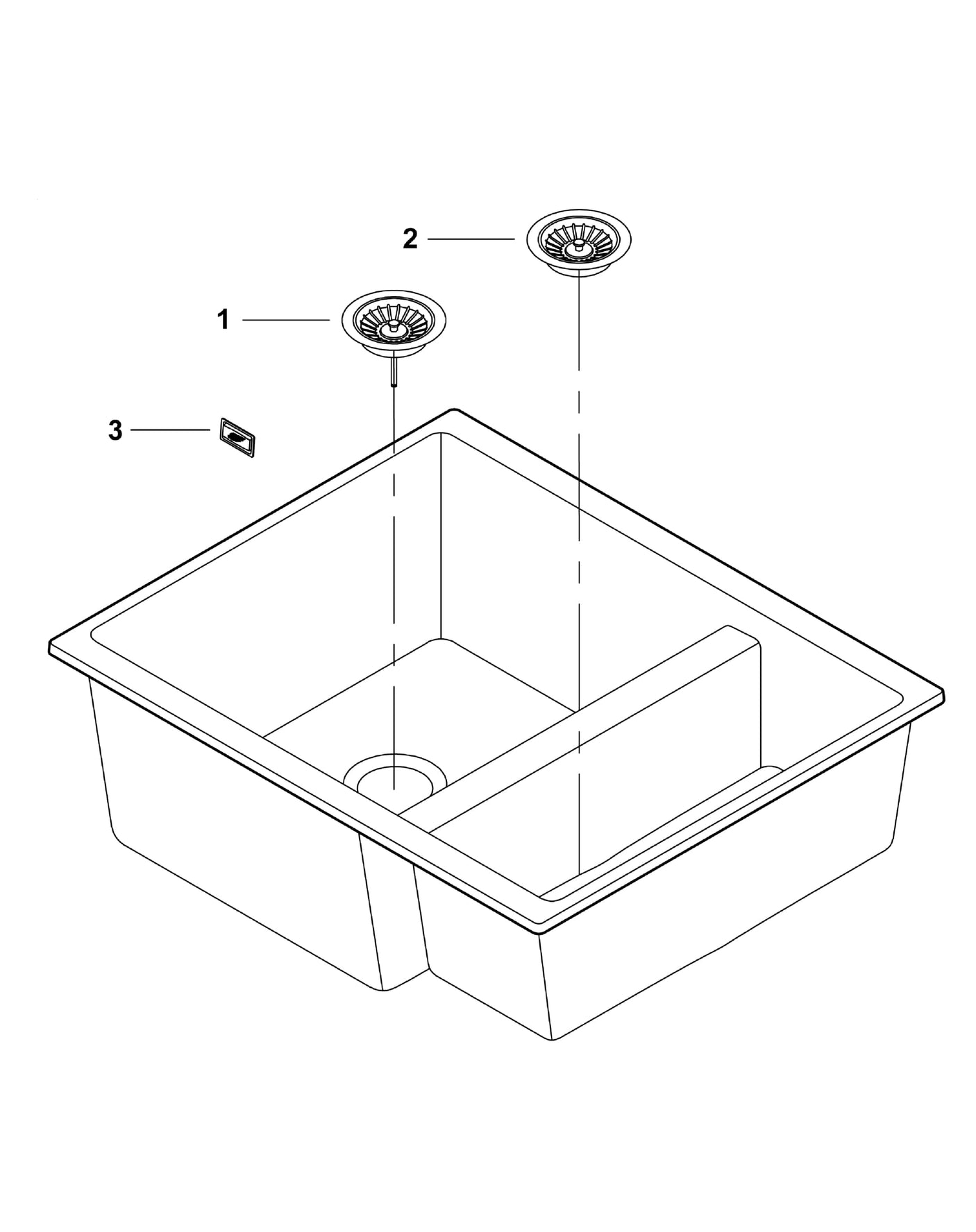 Grohe Chiuveta bucatarie Chiuveta Grohe K500 31648AP0 | 555x460mm, 2 Boluri, Granit Negru