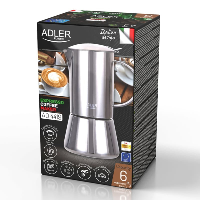 Adler Espressor automat Espressor Adler AD4419 | 350ml, 4 Cesti, 800W, Negru