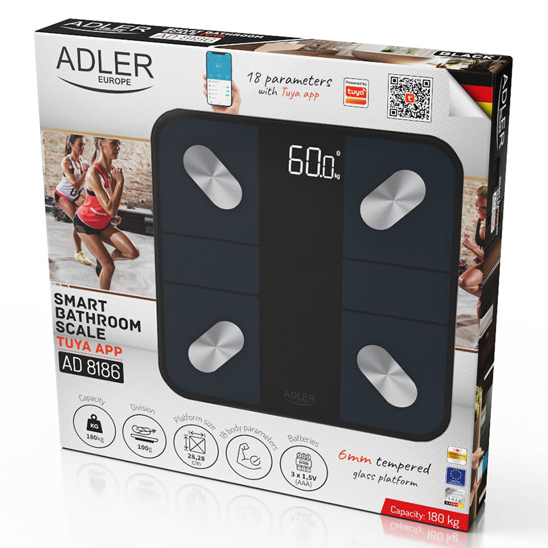 Adler Cantar corporal Cantar Corporal Smart Adler AD8186B | Tuya, Negru
