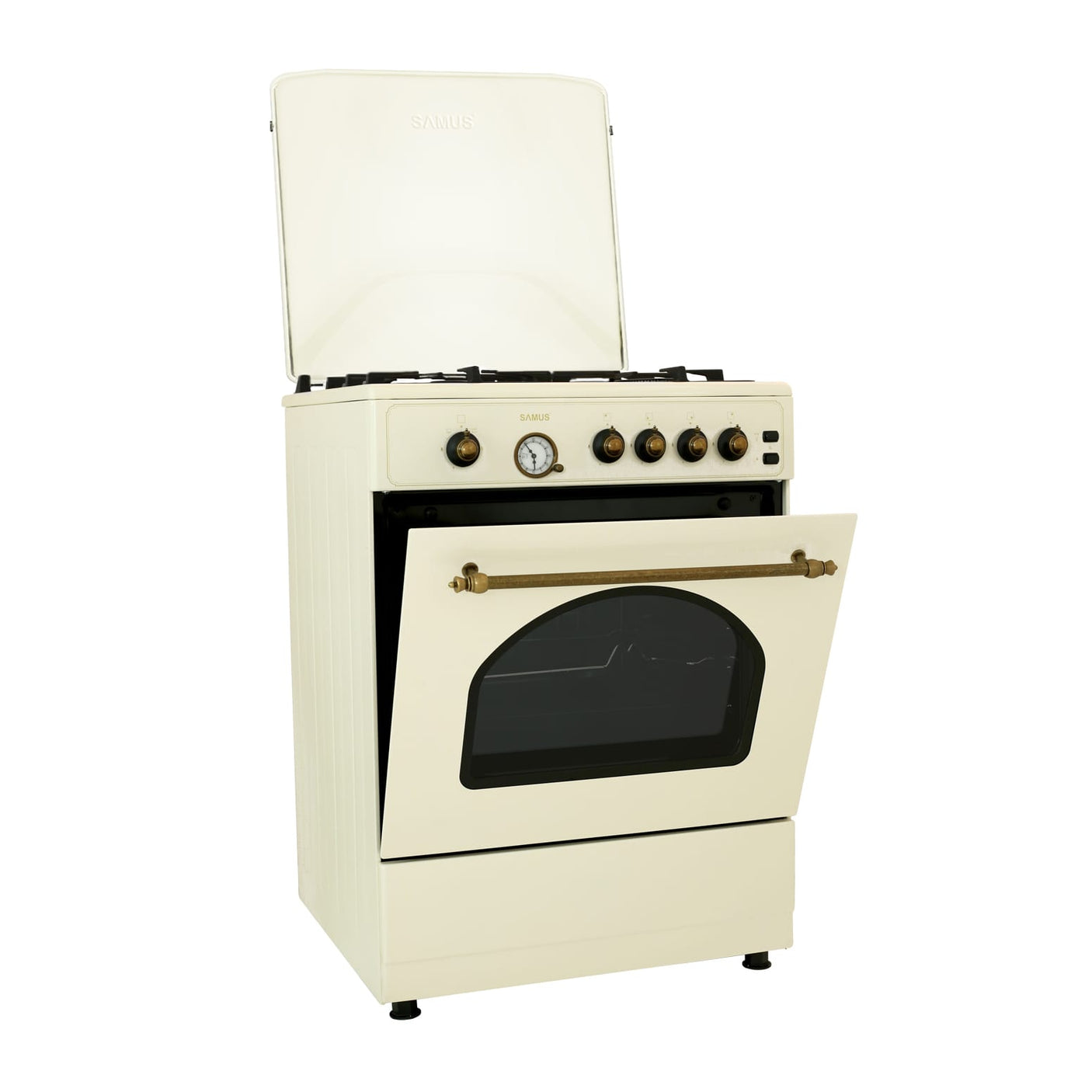 Samus Aragaz Aragaz Samus SR660G4C1 | 4 Arzatoare Gaz, 60cm, Cuptor Gaz, Alb, 60x60x85cm