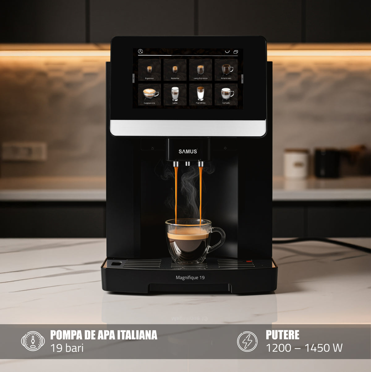 Espressor Samus MAGNIFIQUE 19 | 1.7L, 19 Bar, Negru