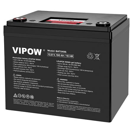 Vipow Acumulator Acumulator LiFePO4 Vipow BAT0496 | 12.8V, 100Ah, BMS