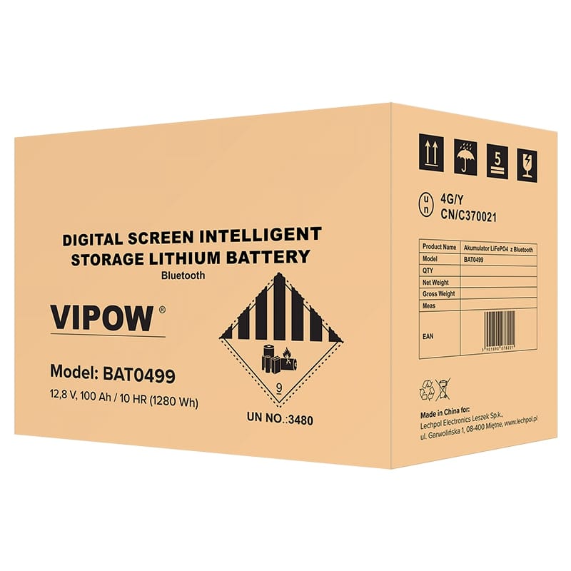 Vipow Acumulator Acumulator Vipow BAT0499 | LiFePO4, 12V, 100Ah, Bluetooth