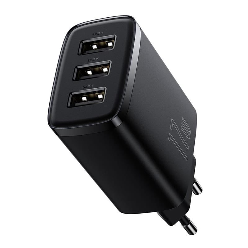 Baseus Incarcator USB Incarcator Retea Baseus BRA011960 | 3x USB, Fast Charging, 17W, Negru