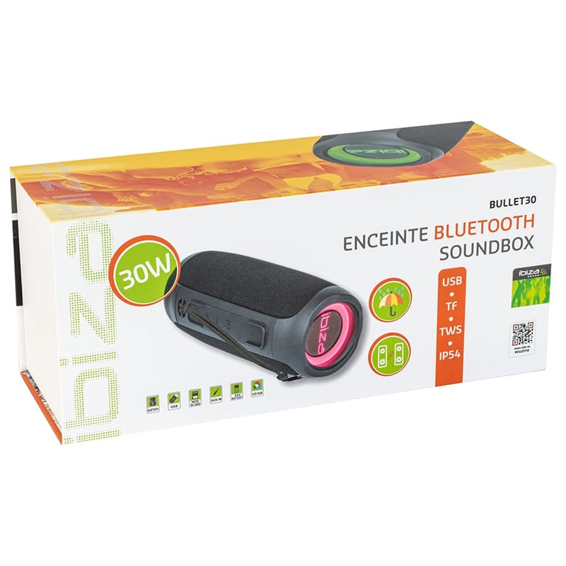 Ibiza Sound Boxa Bluetooth Boxa Bluetooth Ibiza Sound BULLET30 | 30W, TWS, USB/microSD/AUX, LED