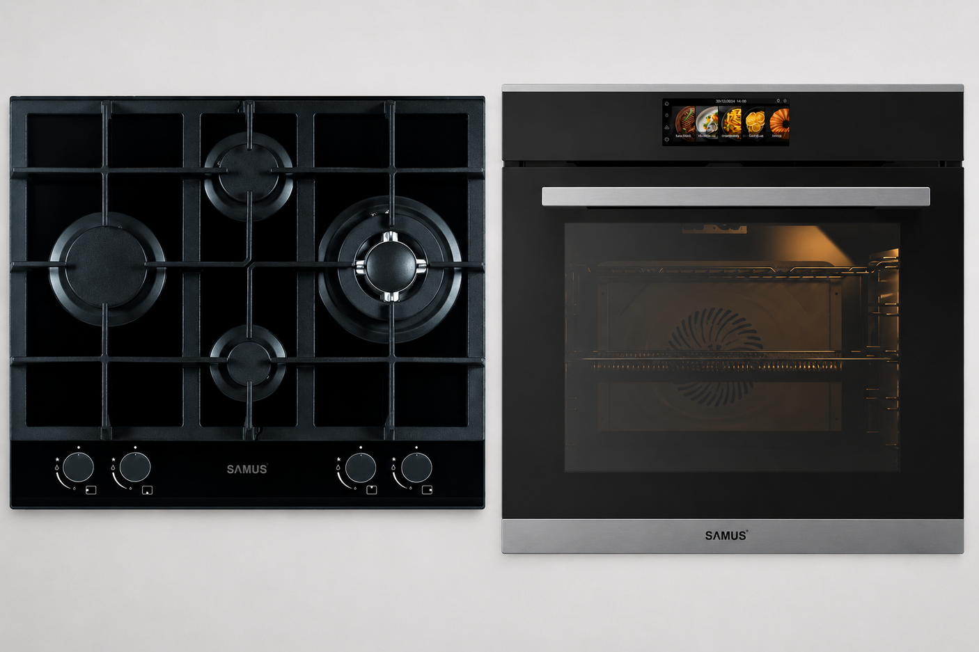 Pachet Built-in Samus ONL52 | Cuptor Electric SC634GDT15H, 74L, Clasa A+, + Plita Gaz PSG-64SG2, 4 Arzatoare, aprindere