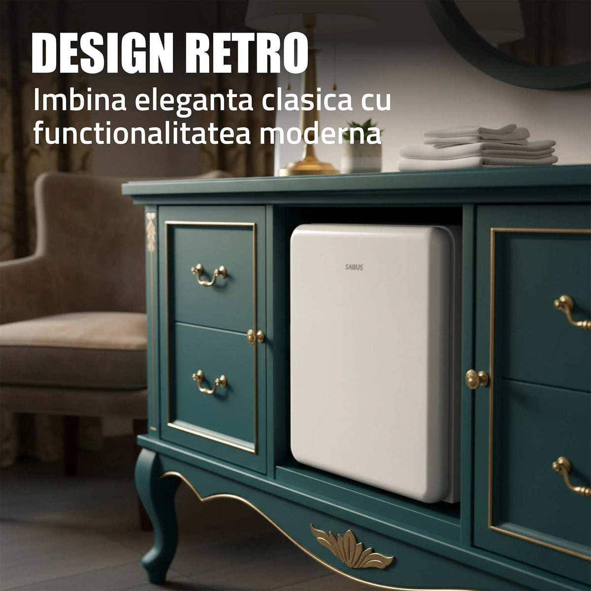 Minibar Samus SW066RE | 47L, Clasa E, Termostat Reglabil, Alb
