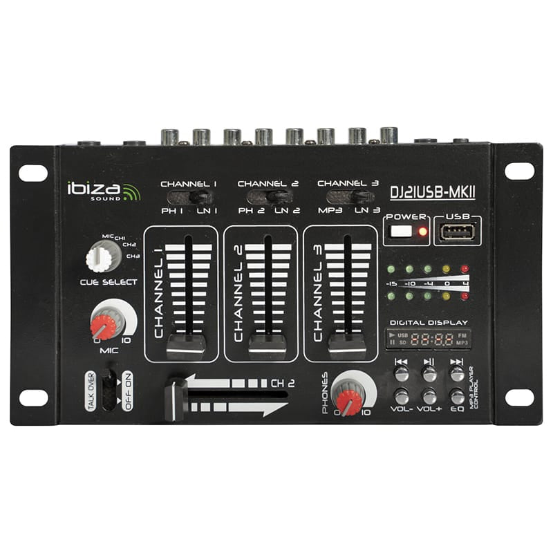 Ibiza Sound Mixer Mixer Audio Ibiza Sound DJ21USB-MKII | 7 Canale, USB/MP3, Phono/Line, VU-metru LED