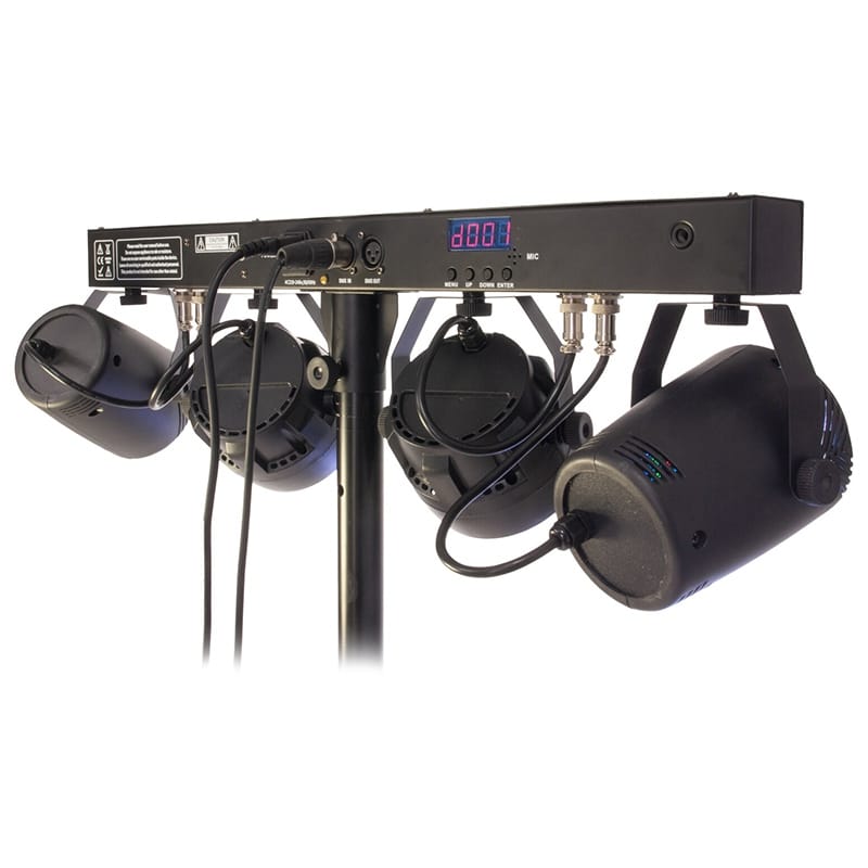 Ibiza Light Set lumini scena Set Lumini Scena Ibiza Light DJLIGHT85LED | 4-in-1, PAR RGBW, Stroboscop, Moonflower RGBWA, Laser Rosu/Verde, Trepied, Telecomanda