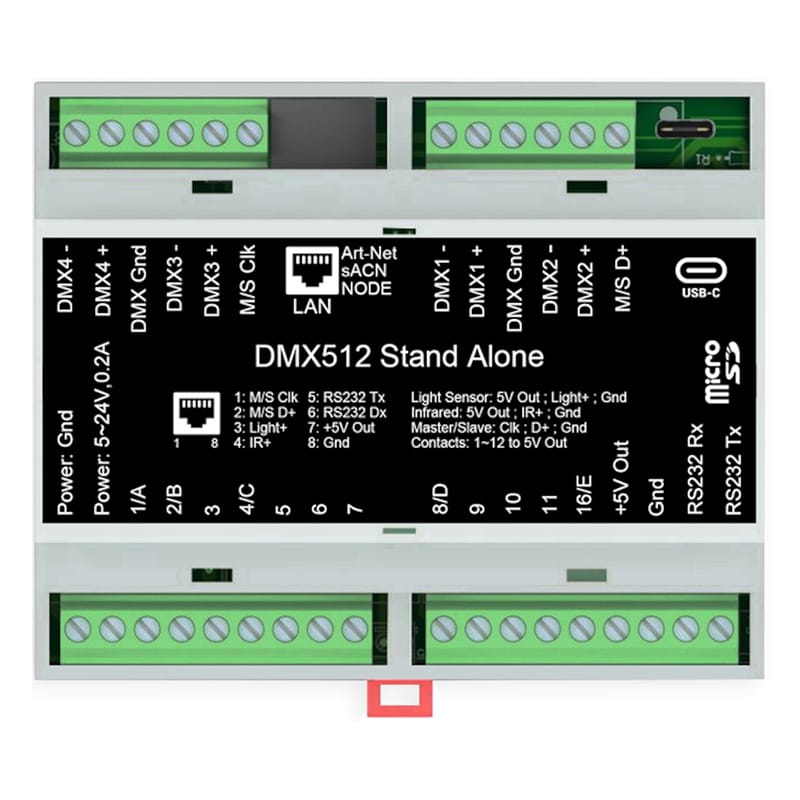 Ibiza Light Controller remote Controller DMX Ibiza Light DMX-RAIL-512 | USB-Ethernet RJ45, 512 Canale, Montaj Sina DIN