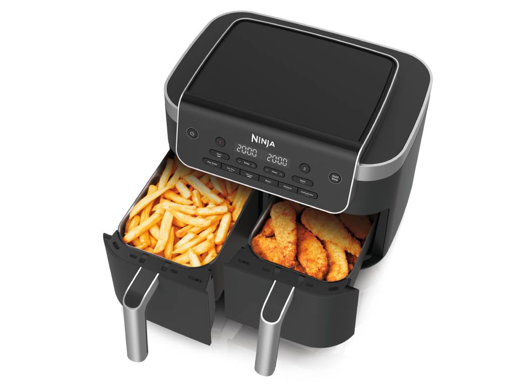 NINJA Friteuza dubla cu aer cald Ninja, 7.6L2 x 3.8L, gri metalizat