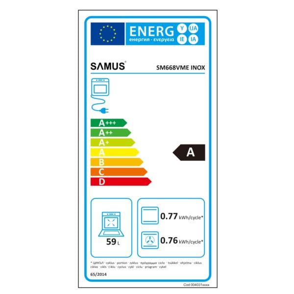 Samus Aragaz Aragaz Samus SM668VME INOX | 60cm, 4 Arzatoare Gaz, Cuptor Electric, 60x60x85cm