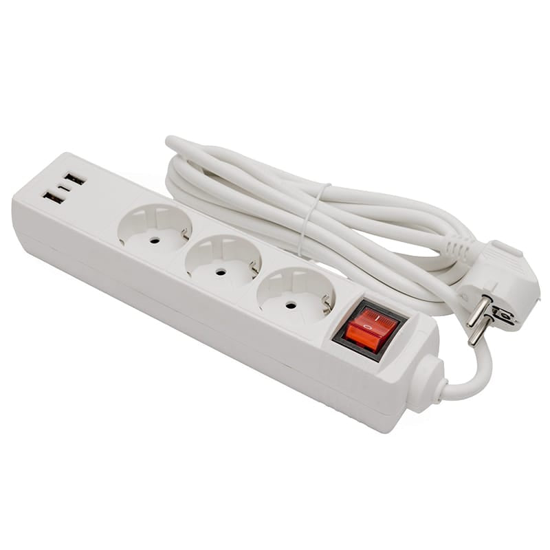 Lechpol PRELUNGITOR 3 PRIZE CU INTRERUPATOR SI USB 1.5M