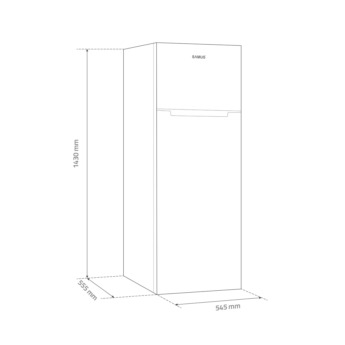 Frigider cu Două Uși Samus SW284E | 206L, Clasic, 57.5x60.5x143cm