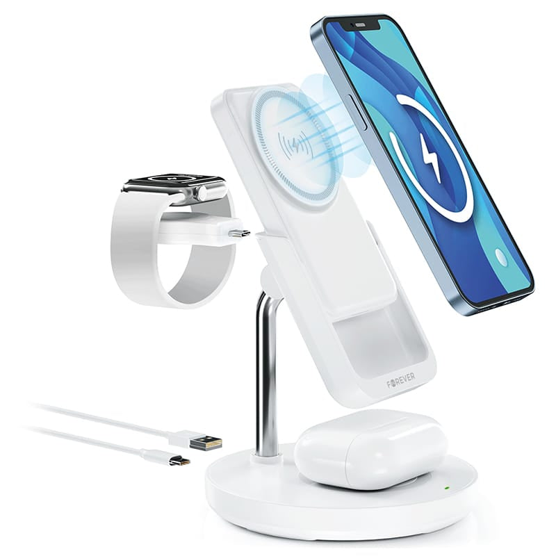 Forever Incarcator wireless Incarcator Wireless Forever GSM173083 | 5 in 1, Magnetic, Alb