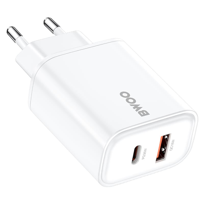 Bwoo Incarcator Incarcator Retea Bwoo GSM191509 | 1x USB, 1x USB-C, Fast Charging PD 36W, Alb