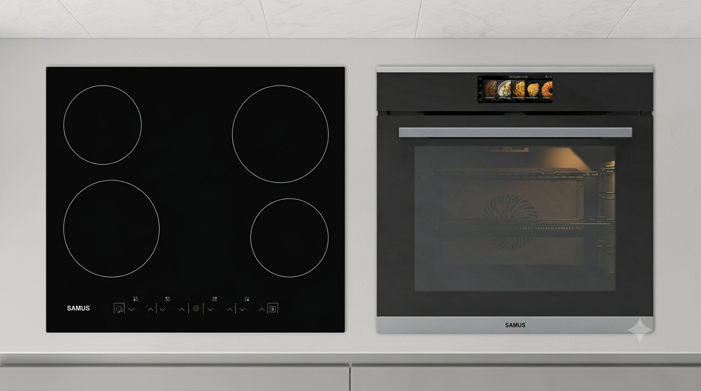 Pachet Built In Samus PACHET SAMUS-ONL55 | Cuptor Electric SC634GDT15H, 74L, Clasa A+, Autocuratare catalitica + Plita i