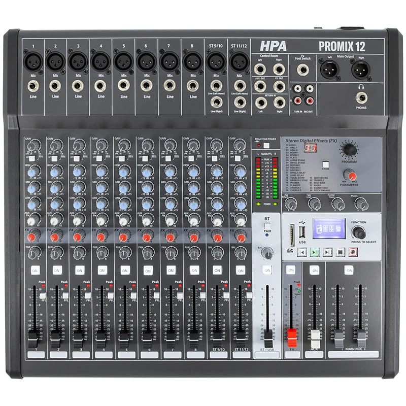 Hpa Mixer Mixer HPA Promix 12 HPAPROMIX12 | 12 Canale, DSP 24 Efecte, Bluetooth, USB