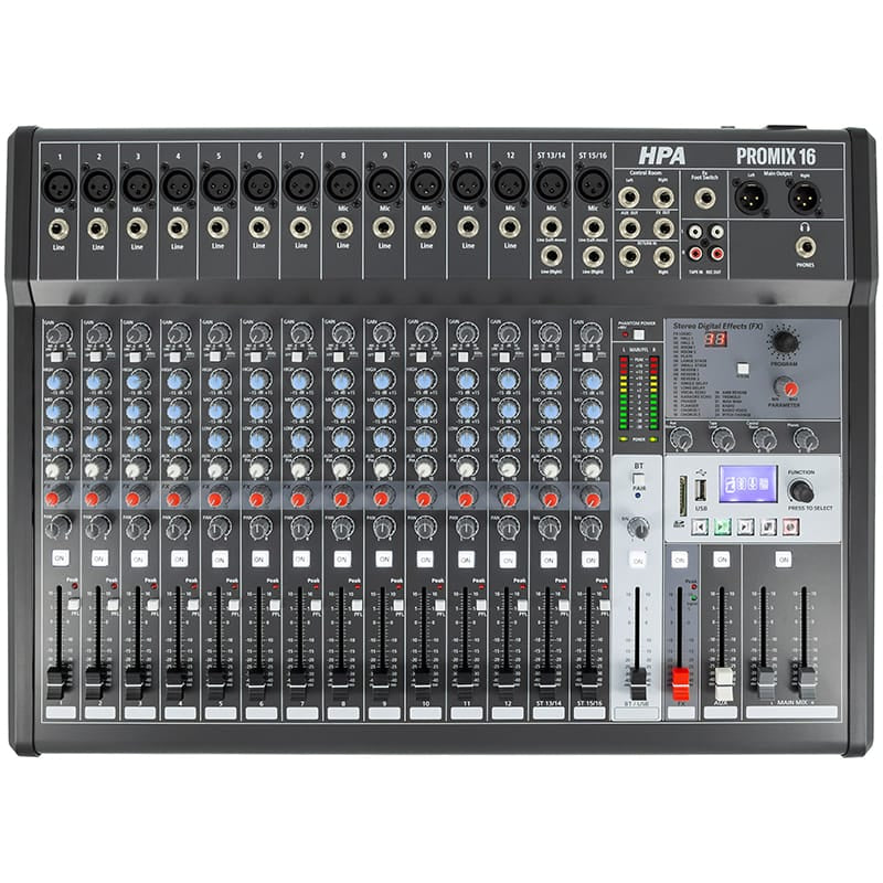 Hpa Mixer Mixer HPA Promix 16 HPAPROMIX16 | 16 Canale, 48V Phantom, DSP 24 Efecte, Bluetooth/USB/SD