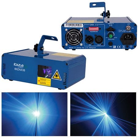 Ibiza Light Iluminat scenic Laser Scena Ibiza Light IBIZA80B | 80mW, 470nm Albastru, 10 Canale DMX