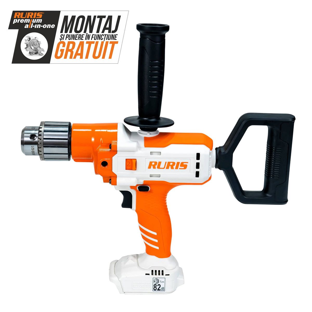 Ruris Masina de gaurit si insurubat Masina de gaurit multifunctionala pe acumulator RURIS RMX 1390 | Electric, fără perii, Cuplu maxim 130 Nm