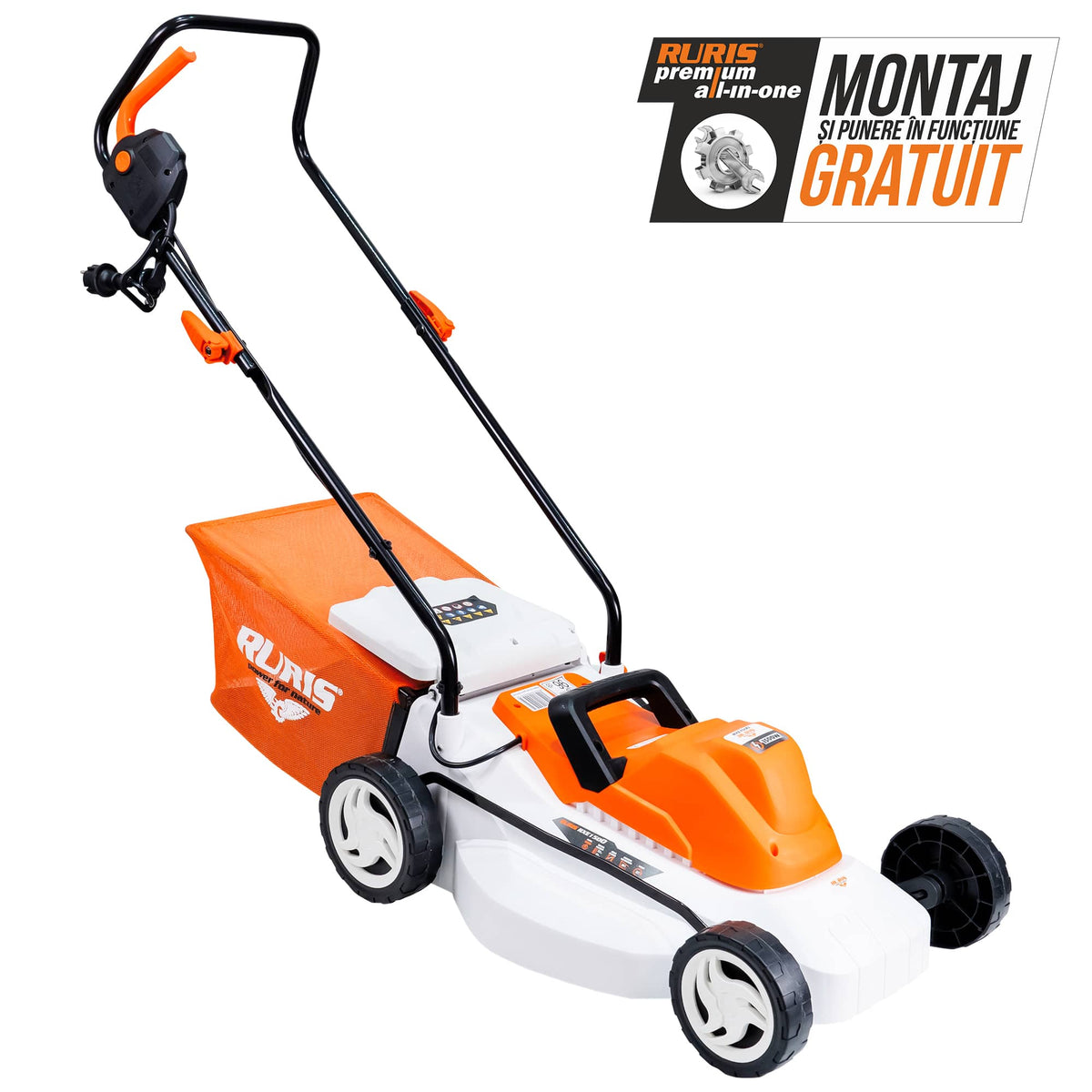 Ruris Masina de tuns gazon Masina de tuns gazon electrica RURIS RXE1500 | 1500W, Înălţime de tăiere 3 trepte: 25-75 mm, Turaţie 3300 rpm