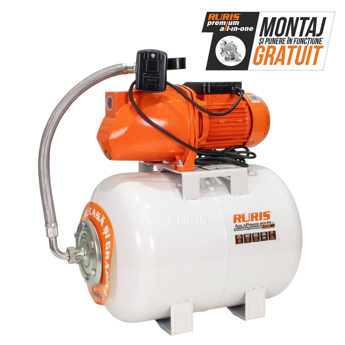 Ruris Hidrofor Hidrofor RURIS Aquapower 2011S | 1100W, Debit 58l/min, Adâncime maximă absorbţie 9m