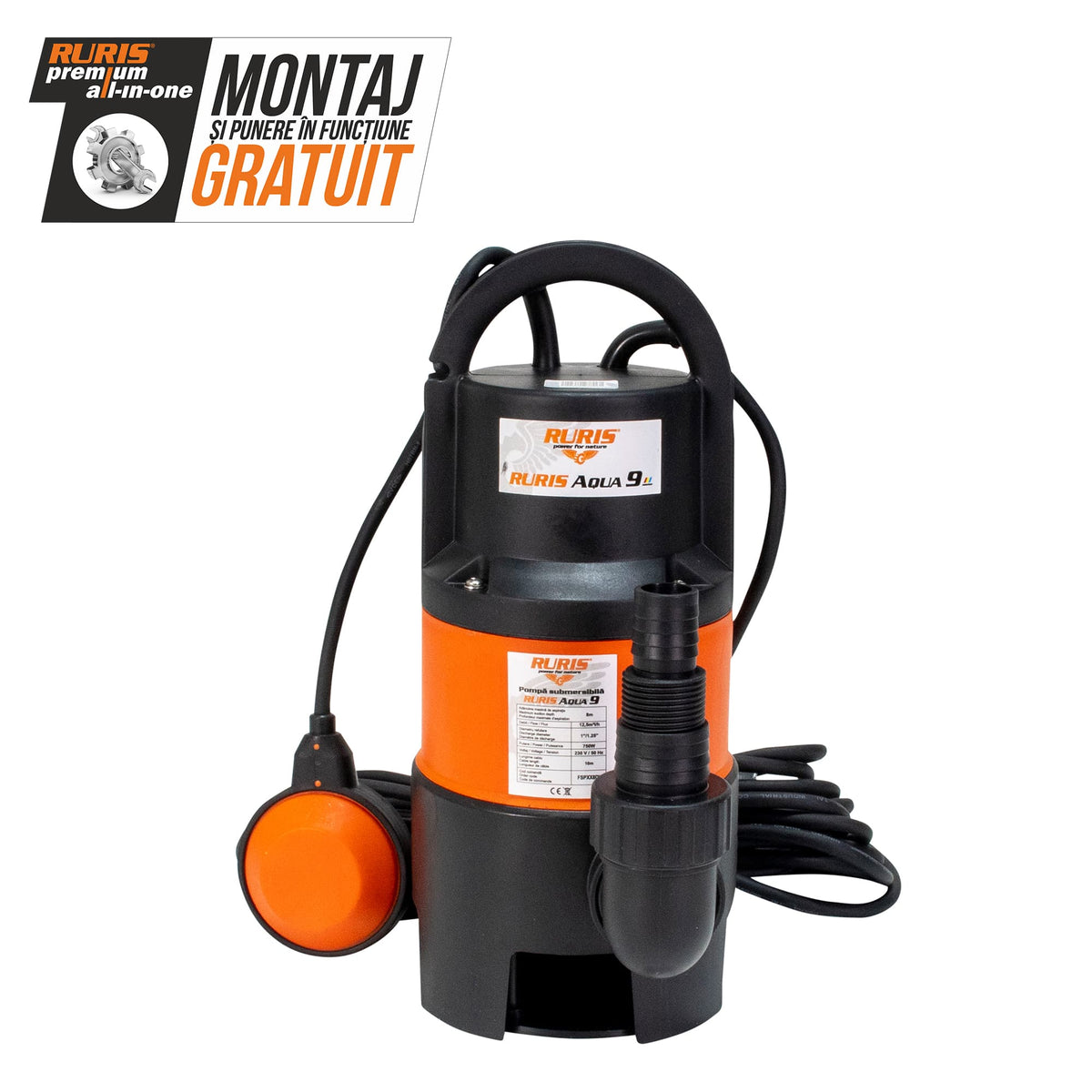 Ruris Pompa submersibila Pompa submersibila RURIS Aqua 9 | 750W, Debit 12,5m³/h, Înălțime maximă refulare 8m