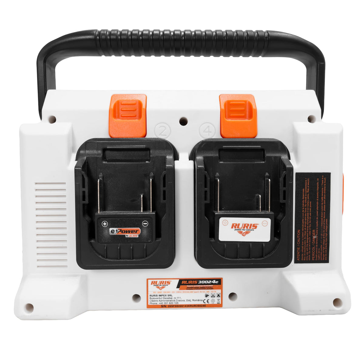 Ruris Invertor portabil Invertor portabil pe acumulator RURIS 30024E (contine 4 acumulatori 2400e x-charge) | 300 W, Port Acumulatori 4