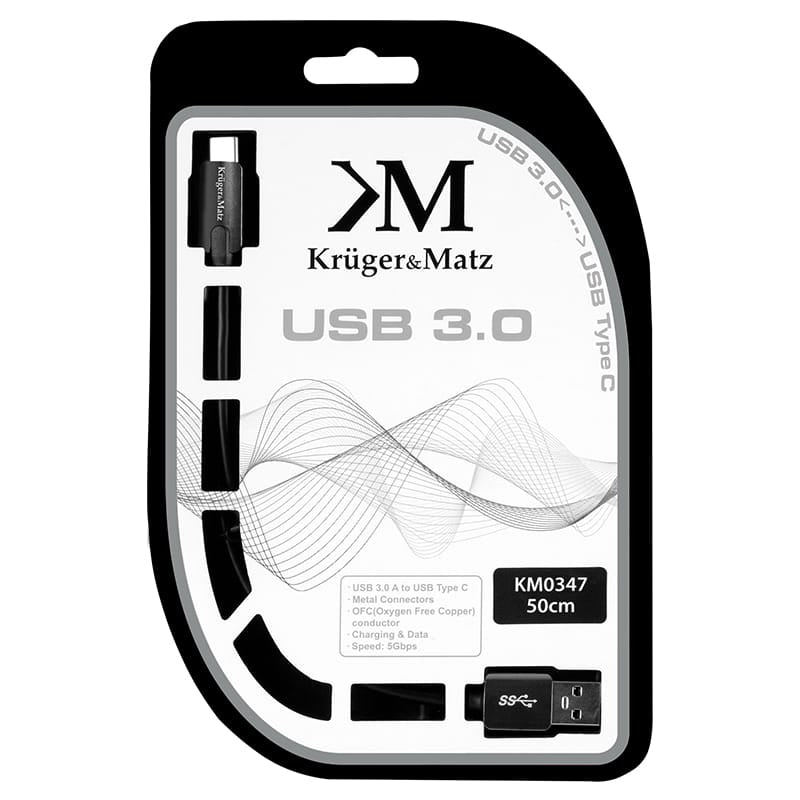 Kruger Matz Cablu USB-C Cablu USB Kruger&Matz KM0347 | USB 3.0 Type-A la Type-C, 0.5m