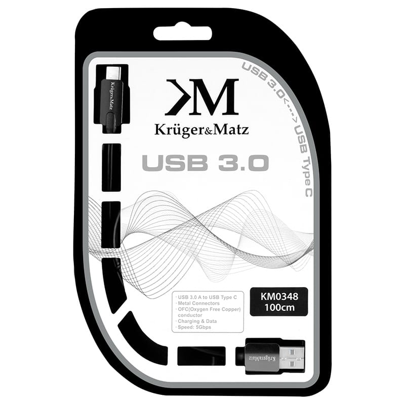 Kruger Matz Cablu USB-C Cablu USB Kruger Matz KM0348 | USB 3.0 Type-A - USB Type-C, 1m