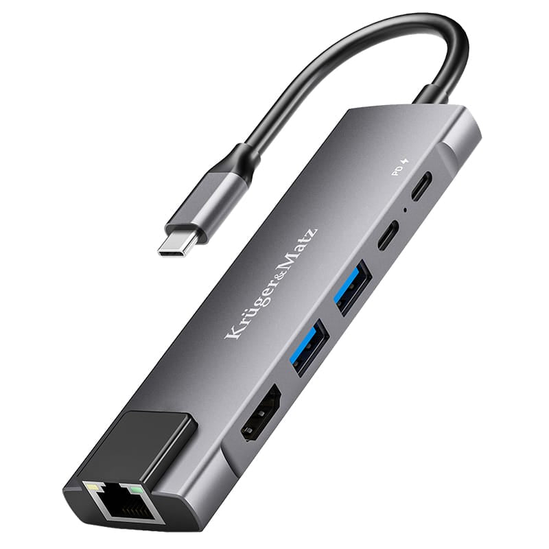 Kruger Matz ADAPTOR HUB USB TIP C HDMI/2X USB3.0/2X USB TIP C/RJ45