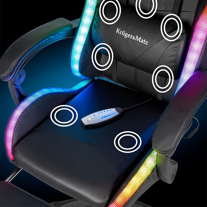 Kruger Matz SCAUN GAMING GX-150 NEGRU LED MASAJ KRUGER&MATZ