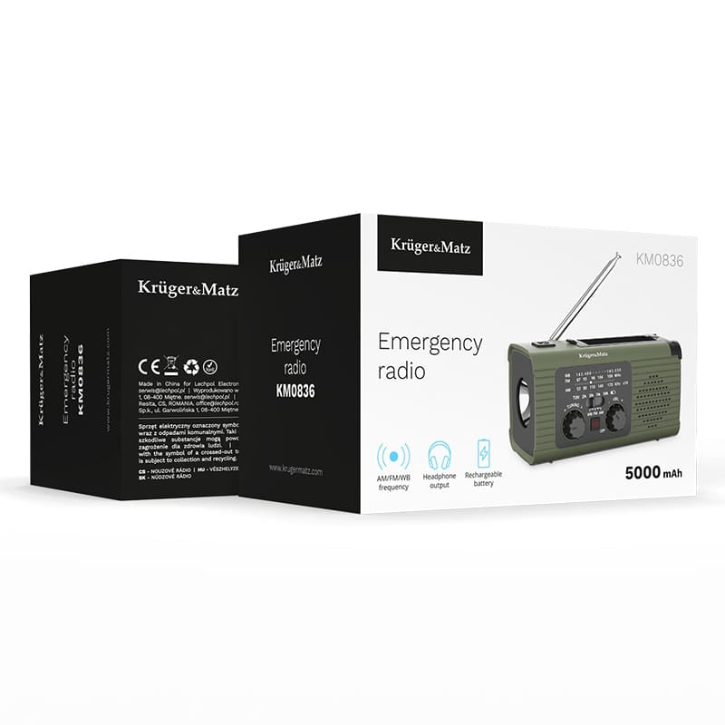 Kruger Matz Radio portabil Radio Portabil Kruger Matz KM0836 | Solar, 5000mAh, Multifunctional