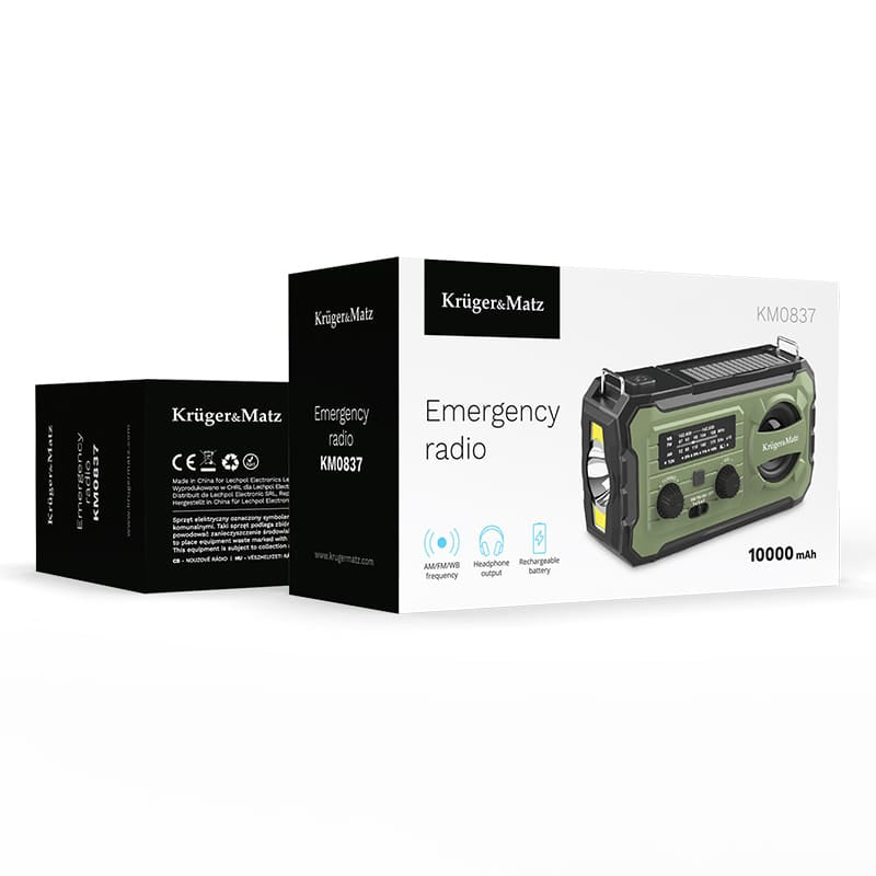 Kruger Matz Radio portabil Radio Portabil Kruger Matz KM0837 | Solar, 10000mAh, Multifunctional
