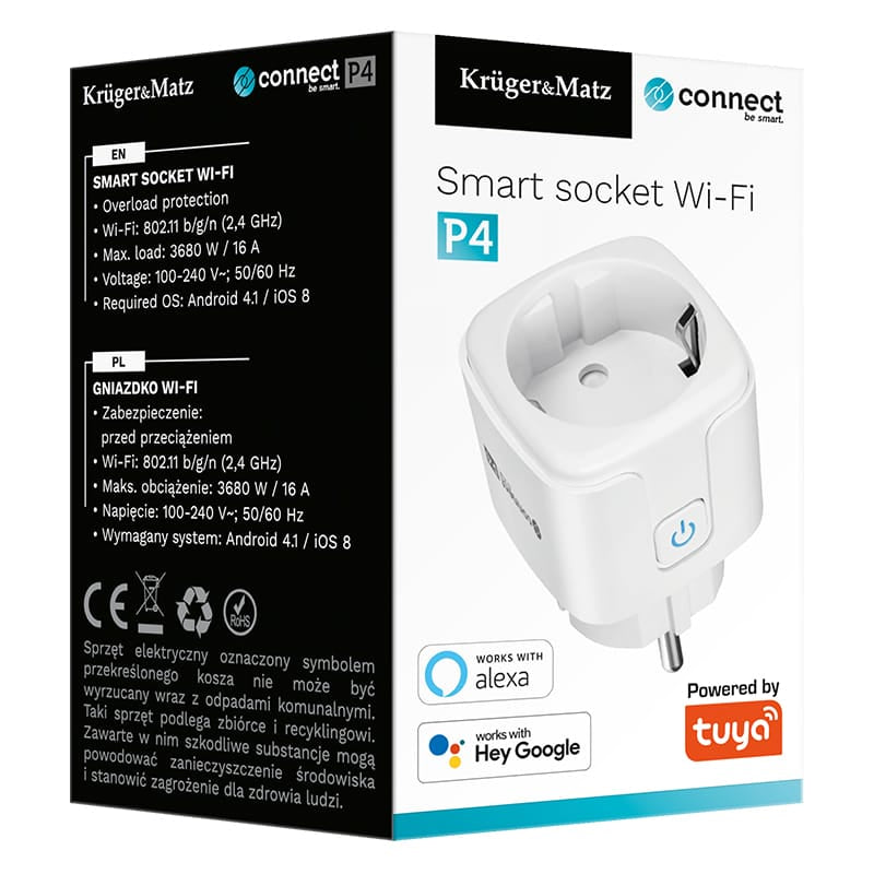 Kruger Matz Priza Priza Smart Kruger&Matz KM2202-W | WiFi, Tuya, Connect P4