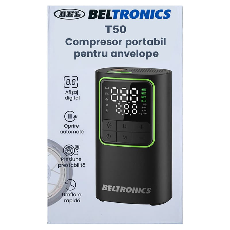 PC-Doc.ro Compresor auto Compresor Auto Beltronics T50 KOM-T50 | Portabil, 4000mAh, Pompare Automata