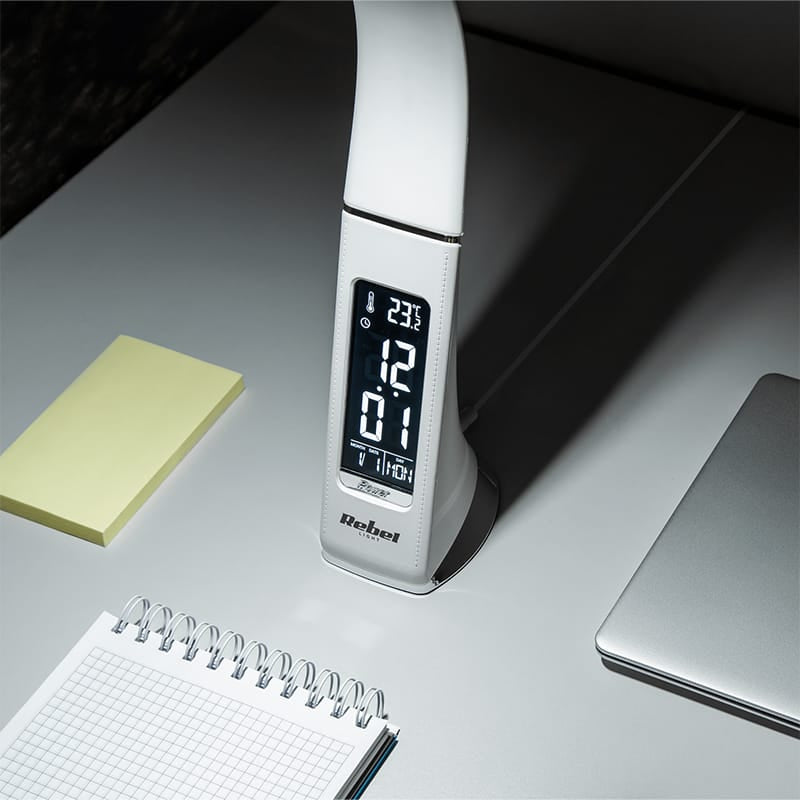 Rebel Lampa birou Lampa LED Birou Rebel KOM1009-1 | Display Temperatura, Reglabila, USB