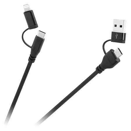 Cabletech CABLU USB A/C - USB C/LIGHTNING (2+2) 1M