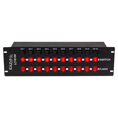 Ibiza Light Controller remote Controller Distributie Ibiza Light LC1010F | 10 Canale, Rack 19", 16A, 220-240V