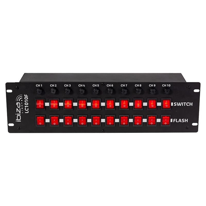 Ibiza Light Controller remote Controller Distributie Ibiza Light LC1010F | 10 Canale, Rack 19", 16A, 220-240V
